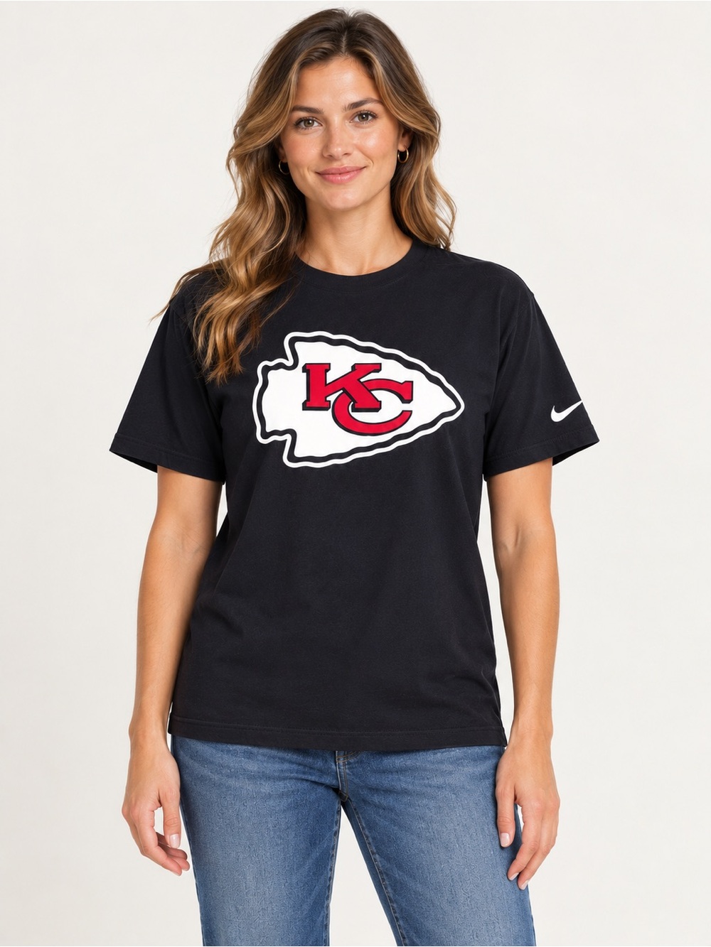 Nike Kansas City Chiefs T Shirt women’s XL Black Arrowhead Logo KC NFL Tee